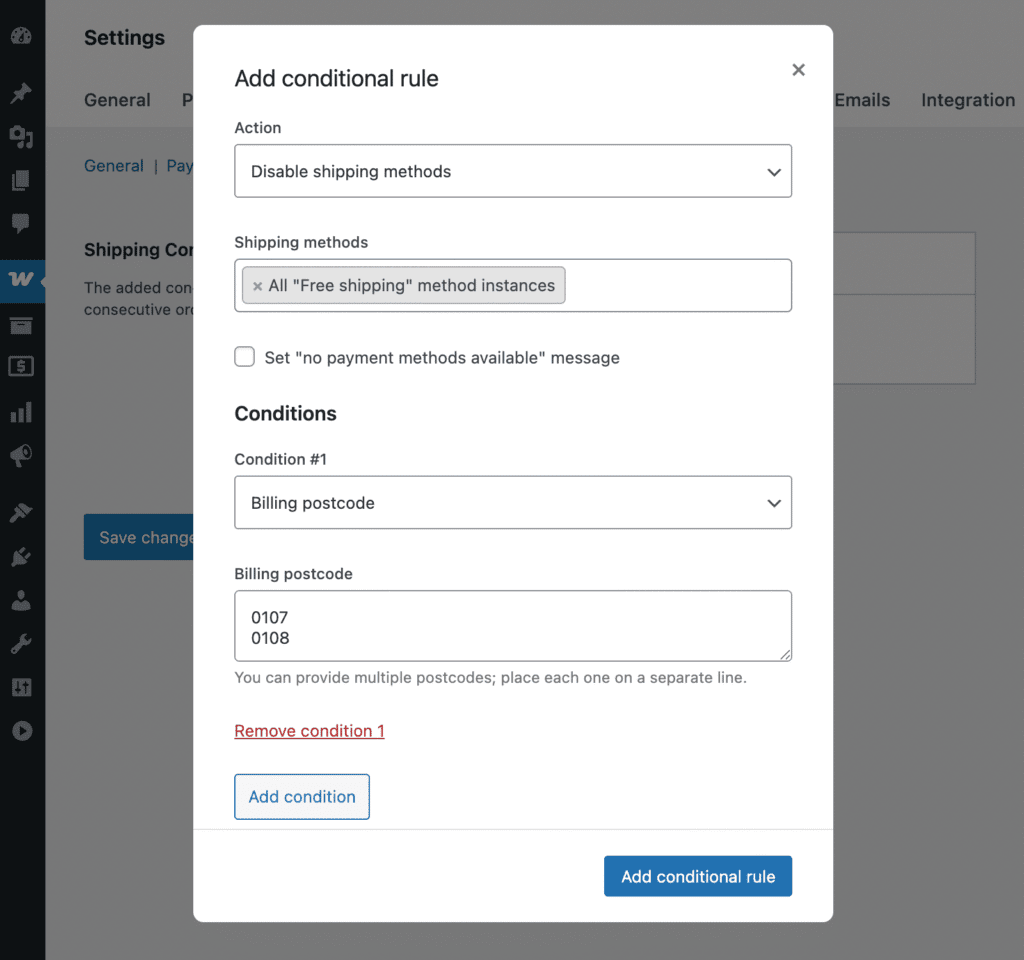 Restrict Shipping by Postcode in WooCommerce
