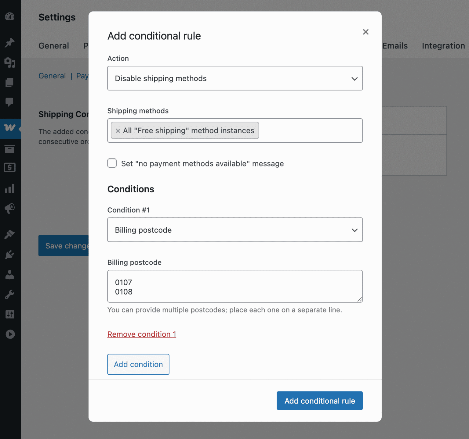 Restrict Shipping by Postcode in WooCommerce